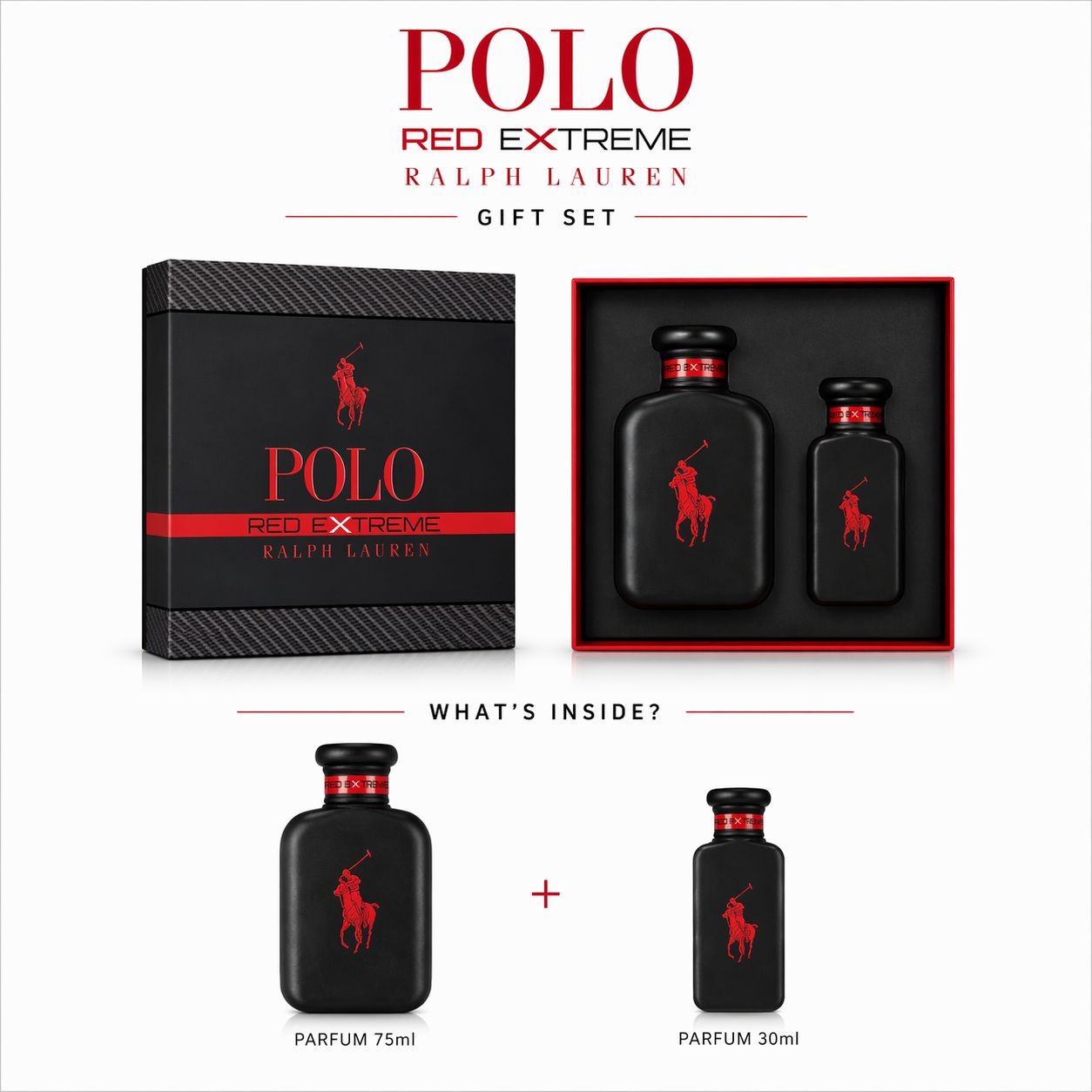b17ebb2d-dc08-468a-b842-6f2cdd49a24b Ralph Lauren Polo Red Extreme Parfum Extrait Gift Set - Spray 75ml + Travel Spray 30ml - Image 1