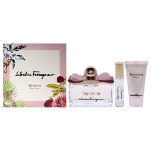 Salvatore Ferragamo Signorina , 3 Pc Gift Set 100ML EDP Spray, 50ML Body Lotion, 10ML EDP Spray