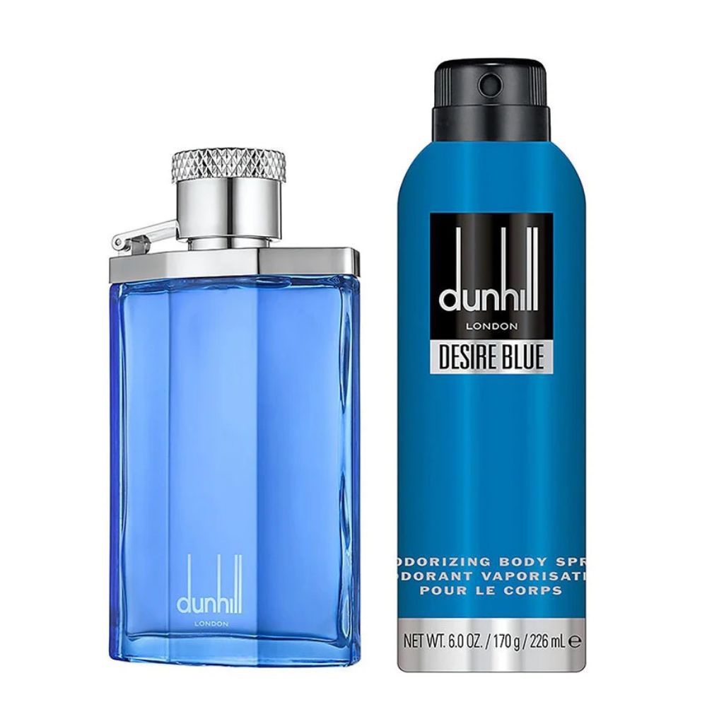 Dunhill Desire Blue For Men Gift Set 100ml EDT + 226ml Body Spray - Image 2